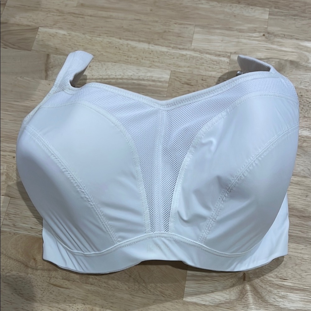 Panache White Sports Bra with Textured Design and Wide Straps